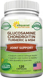 Asquared Nutrition Glucosamine Chondroitin Turmeric Msm Boswellia - 120 Capsules - Joint Support Supplement - Joint Support Relief Pills For Health - Natural Supplement For Back, Knee & Hands