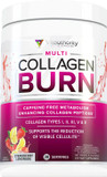 Multi Collagen Burn: Hydrolyzed Protein Peptides With Hyaluronic Acid, Vitamin C, Sod B Dimpless, Types I, Ii, Iii, V And X, Caffeine-Free Strawberry Lemonade Flavored 30 Servings