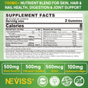 Neviss Black Seed Oil Gummies, Chlorophyll & Sea Moss Supplement 500Mg, Biotin 500Mcg With Hydrolyzed Collagen For Skin, Hair & Nails Health, Digestion, Joint, Organic Cold Pressed - High Absorption