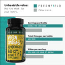 Freshfield Vegan Omega 3 Dha: Sustainably Sourced, Tested, Gmp, Premium, Carrageenan Free, Compostable Bottle, Fish Oil Replacement, Carbon Neutral. Supports Heart, Brain, Joint Health W/Dpa