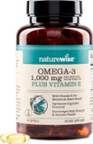 Naturewise Extra-Strength Omega 3 Fish Oil Supplement - 1000Mg Per Serving - 600 Epa & 400 Dha And Vitamin E - Support For Heart & Brain Health - Lemon Flavor, Gmo-Free - 60 Softgels[1-Month Supply]