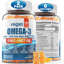 Vegan Omega 3 Gummies 1280Mg + Vitamin D3 K2 (Mk7), Omega 3 Fish Oil Alternative For Adults, W/Algae Epa 600Mg & Dha 400Mg, Mct Oil - No Fish Taste - For Brain, Eye, Immune Health, Sugar Free, 2 Pack