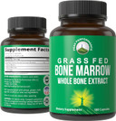 Peak Performance Grass Fed Bone Marrow - Whole Bone Extract Supplement 180 Capsules Superfood Pills Rich In Collagen, Vitamins, And Amino Acids. From Bone Matrix, Marrow, Cartilage. Ancestral Tablets