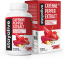 Stay Alive Cayenne Pepper 8000Mg, Ginger 1500Mg, Garlic 1500Mg, Turmeric 1500Mg, Beetroot 3000Mg, Black Pepper, 120 Cayenne Capsules, Support Cardiovascular & Immune System, Capsaicin Supplement Pills