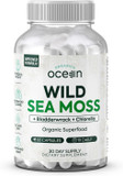 Wild Sea Moss Capsules - 100% Organic Irish Sea Moss With Organic Chlorella, Bladderwrack And Vitamin D For Energy, Lung Health And Thyroid Support For Women And Men - 60 Capsules