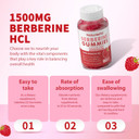 Berberine Gummies With Ceylon Cinnamon 1500Mg High Potency Berberine Hcl Supplement For Immune And Metabolism Support, Sugar Free Organic Berberine Gummies Raspberry Flavor