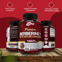 Nutriflair Premium Berberine Hcl 1200Mg, 120 Capsules - Plus Pure True Ceylon Cinnamon, Berberine Hci Root Supplements Pills - Immune System - Yields An Optimal 8% Berberine