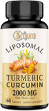 Liposomal Turmeric Curcumin Supplement 2000Mg, 95% Standardized Curcuminoid Extract & Organic Root Powder With Piperine Black Pepper Fruit (15Mg), 60 Softgels, Non-Gmo