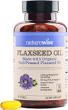 Naturewise Flaxseed Oil 1200 Mg, Fish Free Omega 3 6 9 With 720Mg Ala, Dietary Supplement For Heart Health Support - Organic, Cold Pressed, Non-Gmo - 60 Softgels[2-Month Supply]