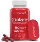 Cranberry 50:1 Extract 25000Mg With Vitamin C & E - Pure Concentrated Formula, 180 Vegetarian Capsules, Urinary Tract Health & Bladder, 6 Month Supply, Made In Usa