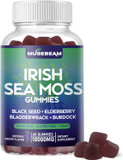 Irish Sea Moss Gummies 10000Mg - With Black Seed Elderberry Bladderwrack Burdock Turmeric Omega-3 Vitamins C D3 Zinc - Seamoss Supplements For Adults Women Men - Sugar-Free Gluten Free Vegan