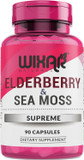 Elderberry And Sea Moss Supreme Capsules - Natural Black Elderberries With Wildcrafted Sea Moss Pills - 90 Capsules - Antioxidants - Herbal Supplements - Immune Support Supplement
