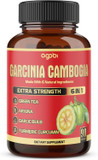Pure Garcinia Cambogia Capsules - 6In1 With Green Tea, Arjuna, Garlic Bulb, Turmeric & Black Pepper - 90 Counts