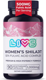 Livs Women'S Shilajit Fulvic Acid Complex - Pure Himalayan Shilajit Capsules | 1,000Mg Of Himalayan Extract Per Serving, 500Mg Of Fulvic Acid Per Serving, 90 Count