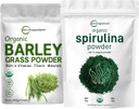 Micro Ingredients Organic Spirulina Powder 1Lb & Organic Barley Grass Powder 16Oz Bundle 2 Pack | Raw Superfoods | Rich In Vegan Protein, Fibers, Minerals, & Vitamins