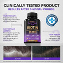 Biotin | Collagen | Keratin - Clinically Tested Supplement - Hair Growth Support - Skin & Nails Complex - 25000 Mcg Vitamins B2, B3, B6 & B7 | Hyaluronic Acid - Made In Usa - Women & Men | 60 Capsules
