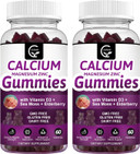 Calcium Magnesium Zinc Gummies With High Absorption Magnesium, Potassium, D3 - For Bone, Muscles, Immune & Sleep Support, Vegan