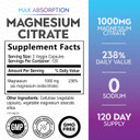 Magnesium Citrate Extra Strength 1000 Mg - High Absorption Magnesium Supplement For Muscle, Bone, Nerve & Heart Health Support, Magnesio Vitamin Pills, Non-Gmo, Nature'S Premium Formula - 240 Capsules