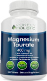 Magnesium Taurate 400Mg Tablets - Chelated Magnesium With Taurine And Coenzyme B6 - High Absorption Complex For Cardiovascular Health, Muscle And Nerve Function - 240 Vegan Tablets