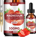 Magnesium Glycinate Supplement, Liquid Magnesium Glycinate Liquid Drops 500Mg-Support Stress Relief, Relaxation, Mood, Sleep, Bone & Muscle-2 Fl Oz, Vegan, Strawberry Flavor