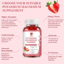 Magnesium Potassium Supplement Gummies - New Formula Calm Magnesium Glycinate Gummies 500 Mg & Potassium Citrate 200 Mg Plus Omega 3, B6, D3, K2 & Calcium For Zzz, Leg Cramps & Muscle - 120 Gummies