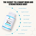Zinc High Potency, No Gmo, Vitamins For Good Skin, Immune Support Supplement & Antioxidant, Vegan, 50Mg Per Servings, 60 Capsules, Unflavoured