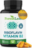 Forestleaf Vitamin B2 Riboflavin 400Mg - Energy, Skin & Cellular Health Supplement - Nervous System Support - Vitamin B 2 Vit B - Non-Gmo & Gluten Free - B2 Vitamin 400Mg Vegetable Capsules, 90 Count