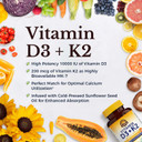Vitalitown Vitamin D3 K2 Supplement, Vitamin D3 10000 Iu Vitamin K2 (Mk7) 200 Mcg, 90 Softgels, Non-Gmo, No Gluten & Soy, For Bone, Teeth, Immune, Heart & Muscle Health