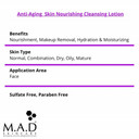 M.A.D Skincare Anti-Aging Nourishing Cleansing Lotion - Non-Drying, Gentle Cleansing