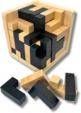 Wooden Brain Teaser Puzzle Cube – 3D T&L Shaped Tetris Blocks | Geometric Intellectual Jigsaw Educational Toy for Kids & Adults | Mind-Challenging Wooden Puzzle Game