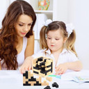 Challenging wooden brain teaser puzzle cube with 3D T&L-shaped Tetris blocks. A fun and educational geometric jigsaw toy for kids and adults to enhance problem-solving skills.
