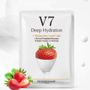 Bioaqua V7 Deep Hydration Making Facial Skin Youth Seven Vitamins Essence Orange Kiwi Apple Strawberry Face Mask Refreshing Moisturizing Natural Extract 30G X 8 Pcs