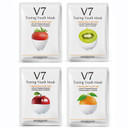 Bioaqua V7 Deep Hydration Making Facial Skin Youth Seven Vitamins Essence Orange Kiwi Apple Strawberry Face Mask Refreshing Moisturizing Natural Extract 30G X 8 Pcs