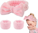 SOFT SPA Headband & Wrist Wash Bands Set – Cute Elastic Skincare Headbands & Absorbent Wristbands for Washing Face, Makeup, and Skincare