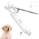 A rechargeable pet nail clipper featuring a built-in LED light for enhanced visibility during trimming sessions. The ergonomic design includes a nail collection box to catch clippings, ensuring a clean grooming experience. Suitable for dogs, cats, and other small animals, this tool is ideal for both beginners and experienced pet owners.