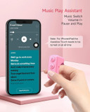 Bluetooth Scrolling Ring Clicker, & Remote Control Page Turner for TikTok, Camera, and Kindle - Compatible with iOS & Android Devices (Pink)