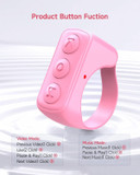 Bluetooth Scrolling Ring Clicker, & Remote Control Page Turner for TikTok, Camera, and Kindle - Compatible with iOS & Android Devices (Pink)
