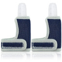 Set of two soft silicone finger guards with adjustable breathable wristbands, designed to gently prevent toddlers from thumb and finger sucking.