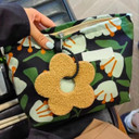 Floral Canvas Zipper Cosmetic Bag – Large Capacity Travel Makeup Storage Bag, Portable Designer Toiletry Organizer for Women