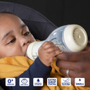 Difrax Natural Pure Baby Bottle Set for Newborns 250 ml, 2 x Drinking Bottles S Popcorn Cream/Beige, Anti-Colic System, Unisex, White