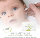 Simply Gentle Organic, Baby Safety Buds - Eco-Friendly & Biodegradable Buds, 100% Organic Cotton & FSC Paper Stems - Soft & Hypoallergenic, Suitable for Newborns - 72 Buds (Pack of 3)