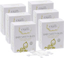 Simply Gentle Organic, Baby Safety Buds - Eco-Friendly & Biodegradable Buds, 100% Organic Cotton & FSC Paper Stems - Soft & Hypoallergenic, Suitable for Newborns - 72 Buds (Pack of 6)