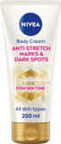NIVEA Luminous 630 Anti Stretch Marks & Dark Spots Body Cream (200ml), 48-Hour Moisturising Cream Reduces Stretch Marks, Sun Blemishes and Pigment Spots, With Thiamidol