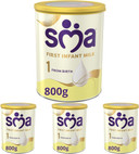 SMA First Infant Baby Milk Powder Formula, from birth, 800 g (Pack of 4)