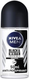 NIVEA MEN Black & White Invisible Original Antiperspirant Deodorant (50 ml), Men's Deodorant with 0% Alcohol, 48 Hour Antiperspirant for Men, Roll On Deodorant
