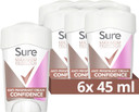 Sure Maximum Protection Confidence Anti-Perspirant Cream Women's Deodorant Stick with 3x stronger* sweat protection for 96 hour sweat and odour protection 6x 45 ml