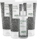 Smooth Shave Kit for the entire body - Set with Body Wash, Scrub, Balm, and Shave Oil - Ultimate Solution for a Comfortable Shave - Infused with Soothing Tea Tree Oil - Perfect for Sensitive Skin