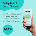 The Solution Salicylic Acid Clear Skin Body Cleanser (200ml). Back Acne Treatment with Tea Tree, Daily Blemish Control Cleanser for Body, Pore minimiser, Vegan & Cruelty Free Salicylic Acid Shower Gel