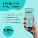 The Solution Salicylic Acid Clear Skin Body Cleanser (200ml). Back Acne Treatment with Tea Tree, Daily Blemish Control Cleanser for Body, Pore minimiser, Vegan & Cruelty Free Salicylic Acid Shower Gel