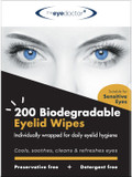 The Eye Doctor Eyelid Wipes - Suitable for use with Blepharitis, Dry Eyes, Sensitive Eyes & MGD - 200 x Biodegradable Eyelid Cleaning Wipes - Detergent and Preservative Free